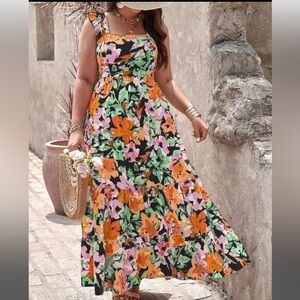 SHEIN NWOT floral dress with tie back